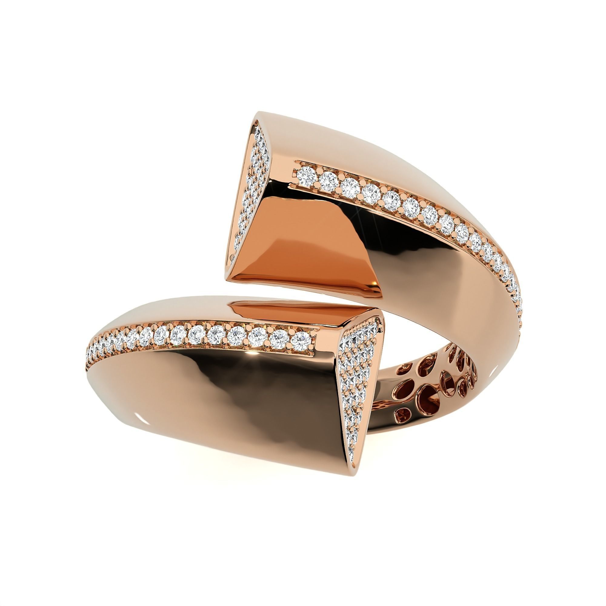 124 Dual Head Italian Diamond Cocktail Ring 3D print model_3