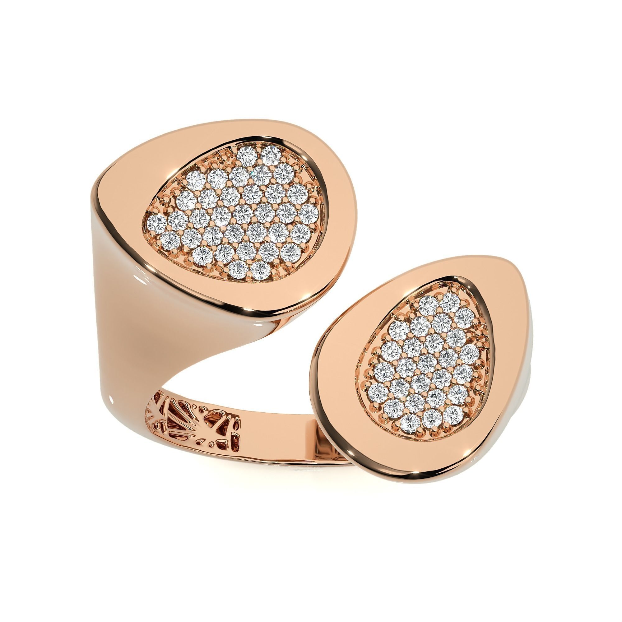 124 Dual Head Italian Diamond Cocktail Ring 3D print model_87