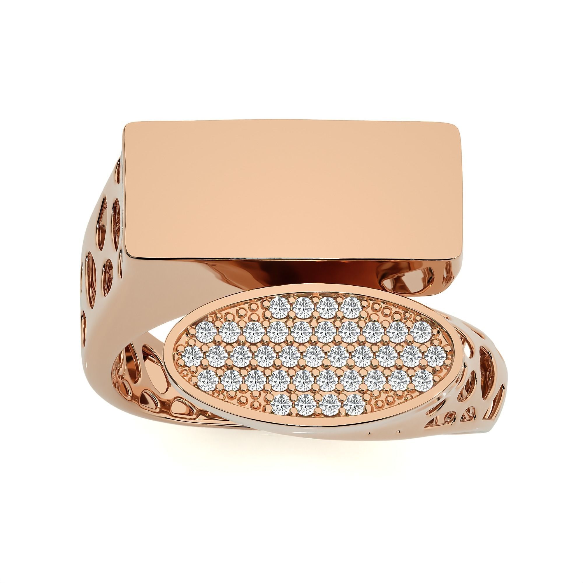 124 Dual Head Italian Diamond Cocktail Ring 3D print model_76