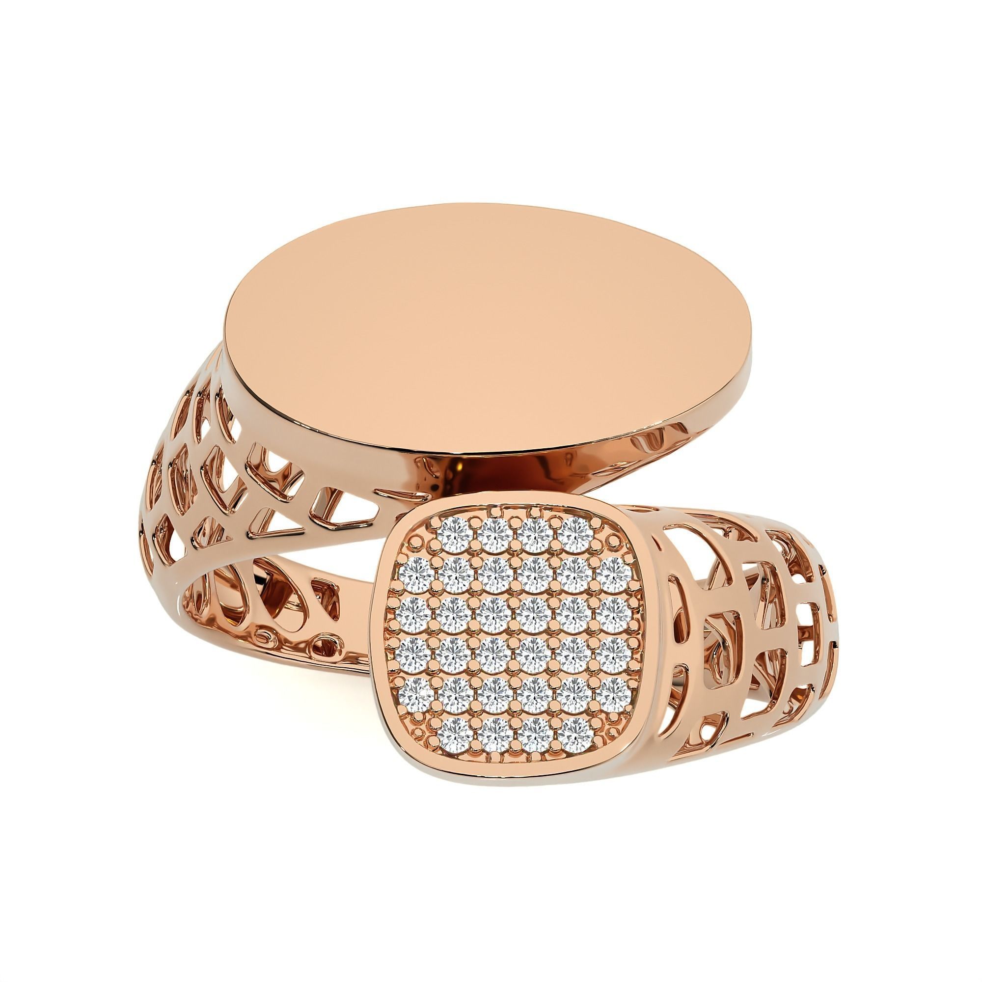 124 Dual Head Italian Diamond Cocktail Ring 3D print model_47