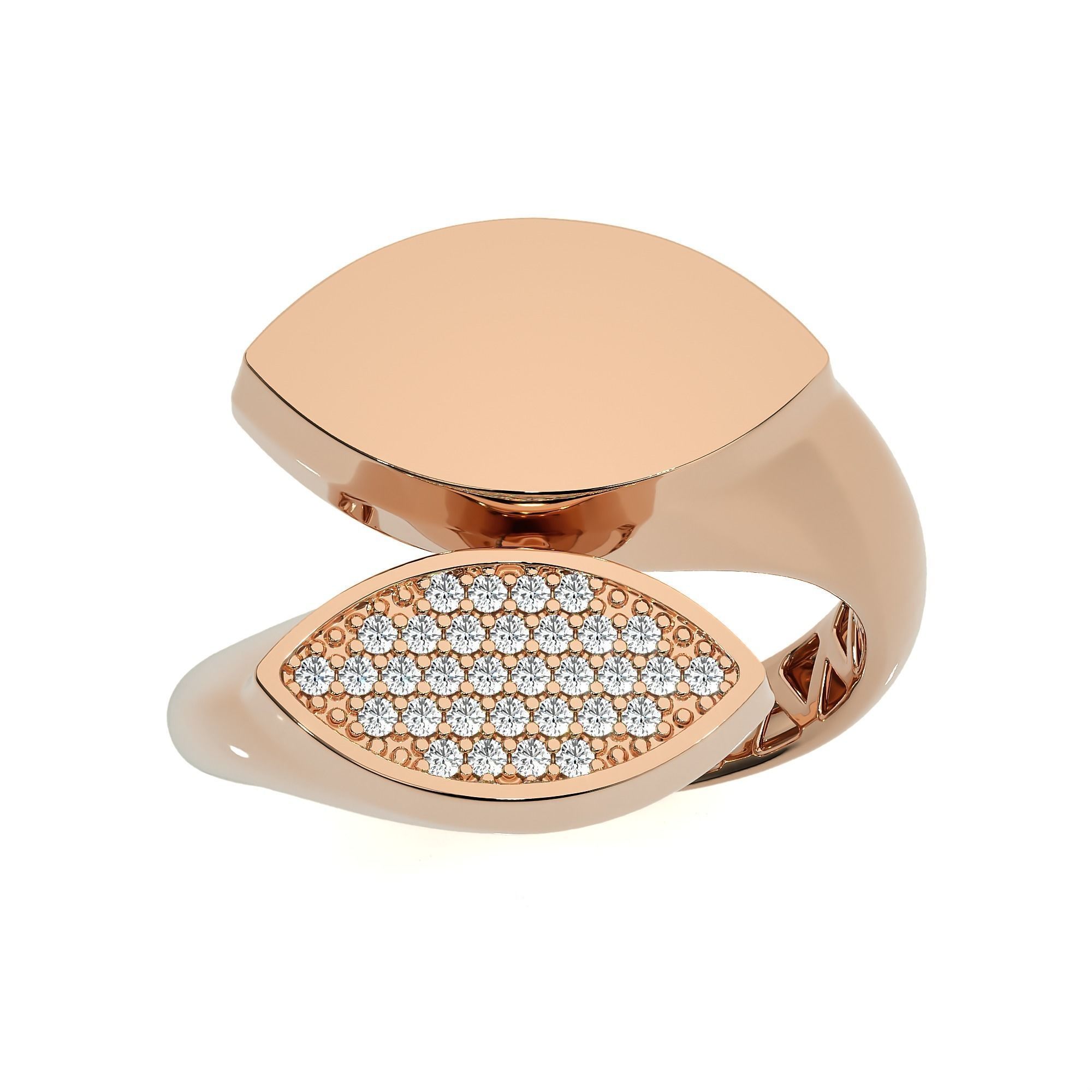 124 Dual Head Italian Diamond Cocktail Ring 3D print model_4