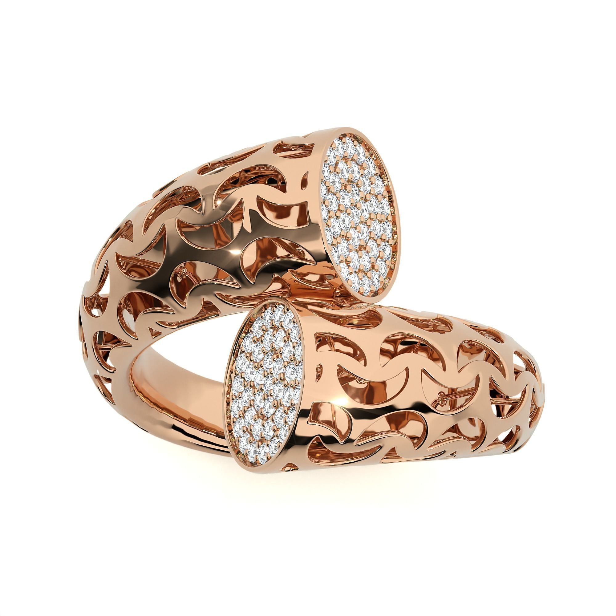 124 Dual Head Italian Diamond Cocktail Ring 3D print model_95