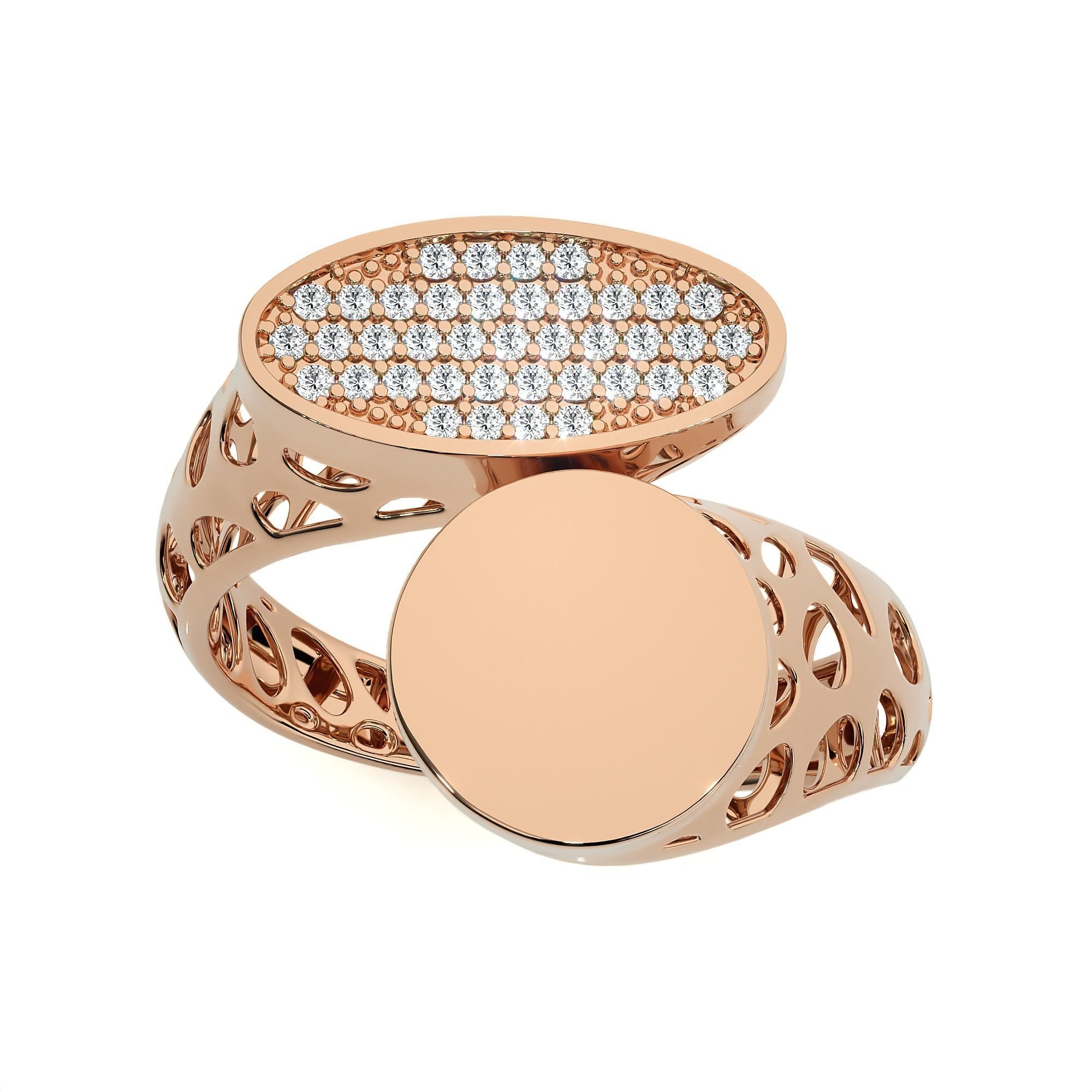 124 Dual Head Italian Diamond Cocktail Ring 3D print model_51