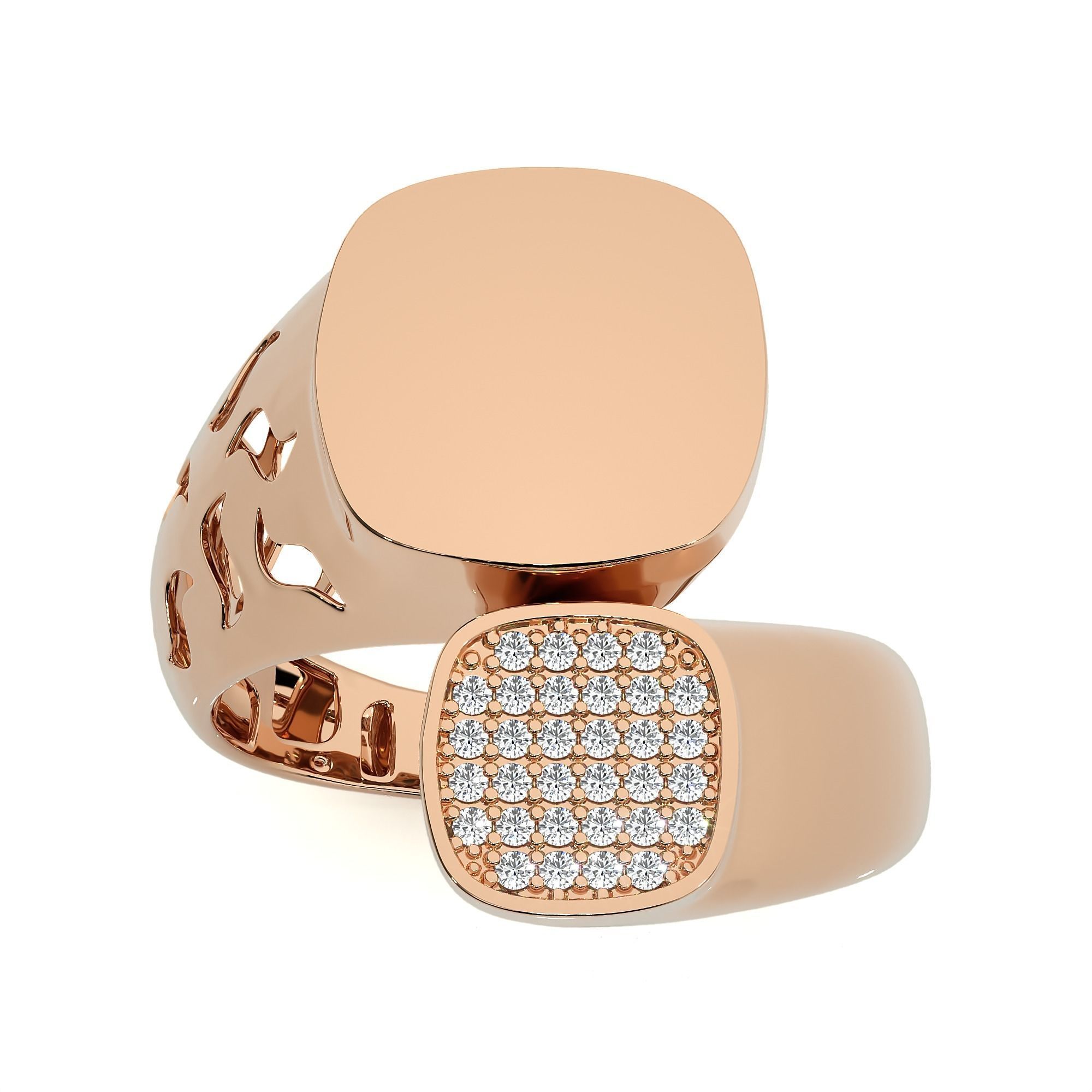 124 Dual Head Italian Diamond Cocktail Ring 3D print model_70