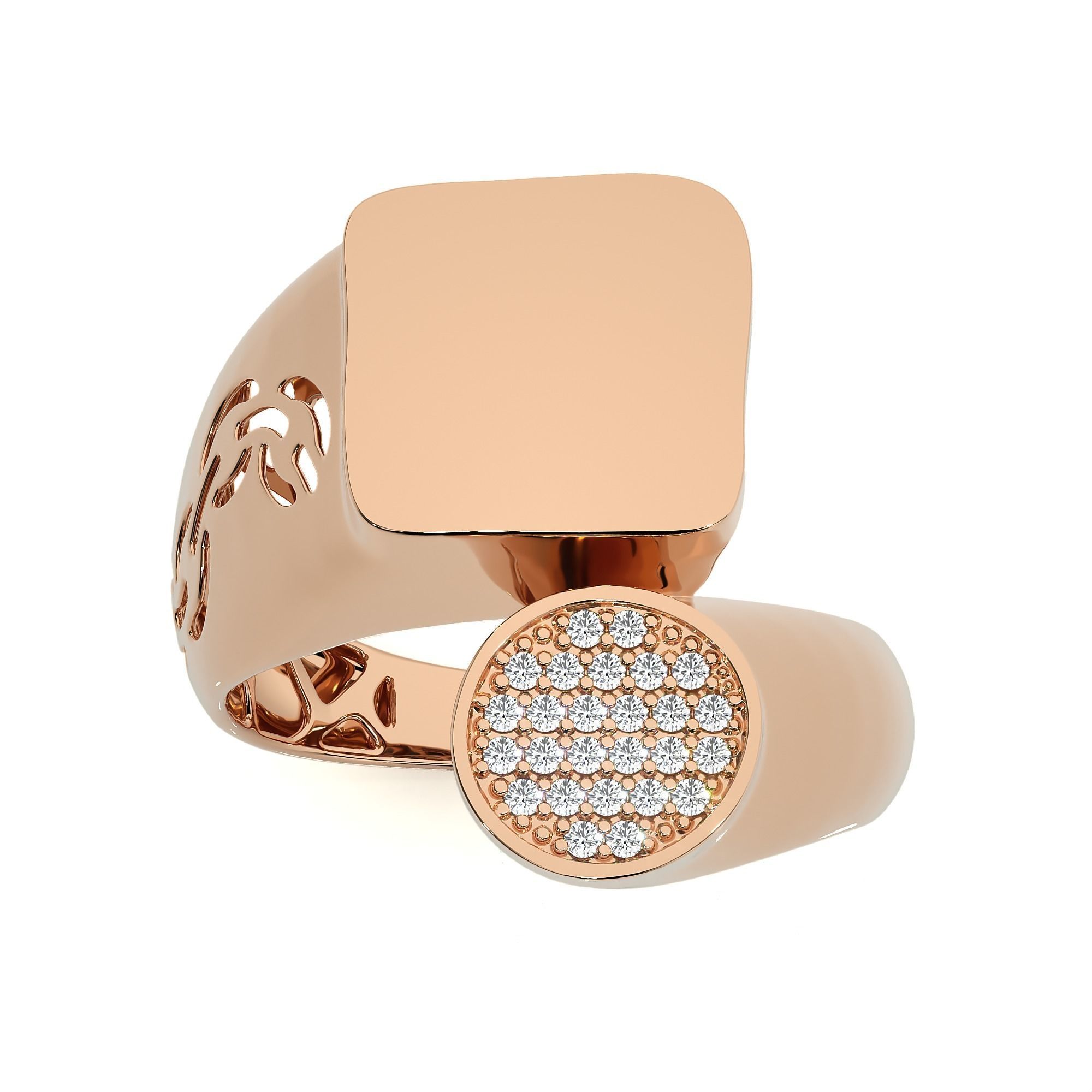 124 Dual Head Italian Diamond Cocktail Ring 3D print model_14