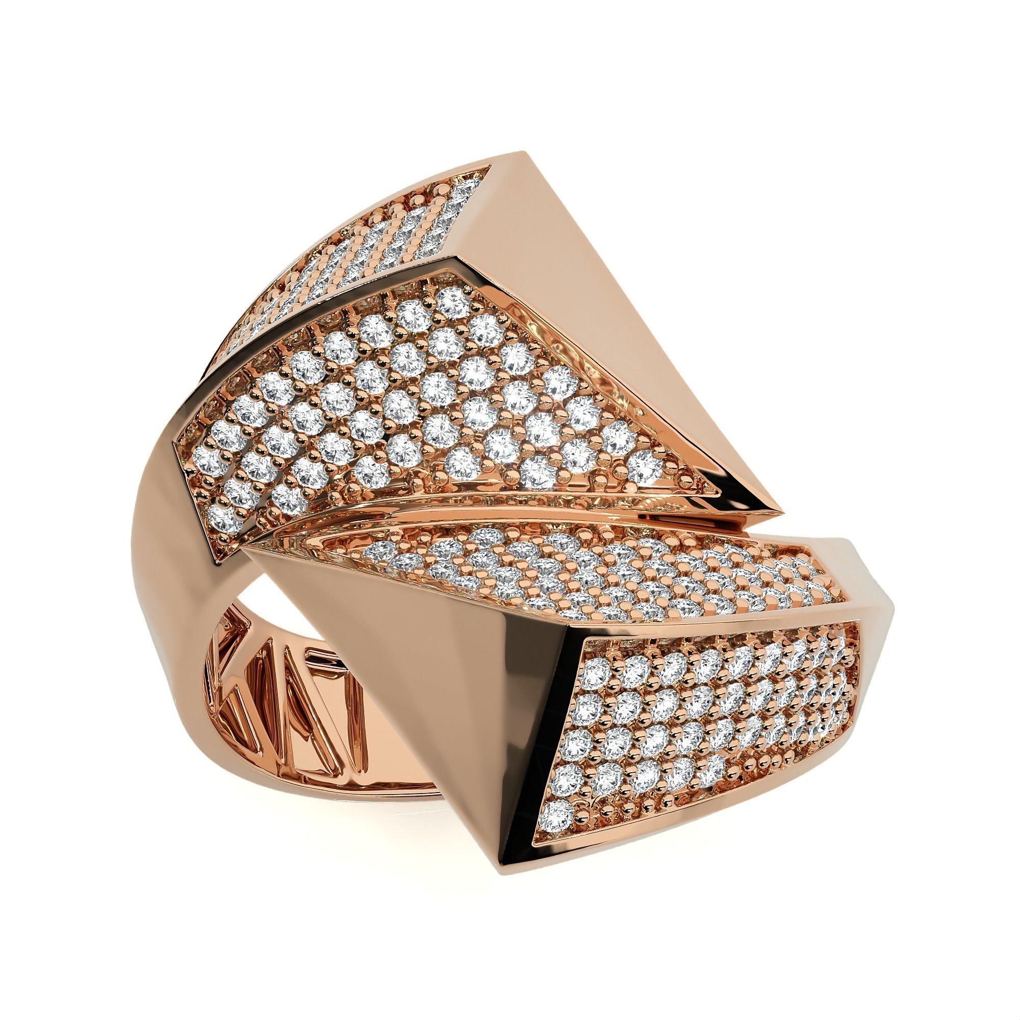 124 Dual Head Italian Diamond Cocktail Ring 3D print model_19