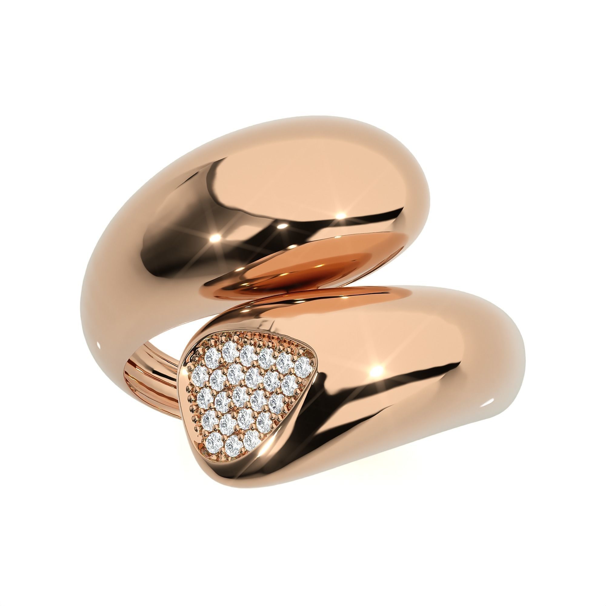 124 Dual Head Italian Diamond Cocktail Ring 3D print model_36