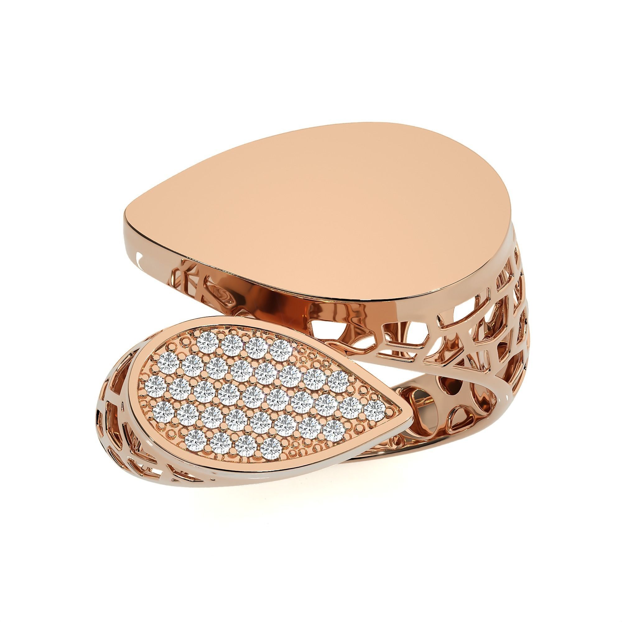 124 Dual Head Italian Diamond Cocktail Ring 3D print model_74