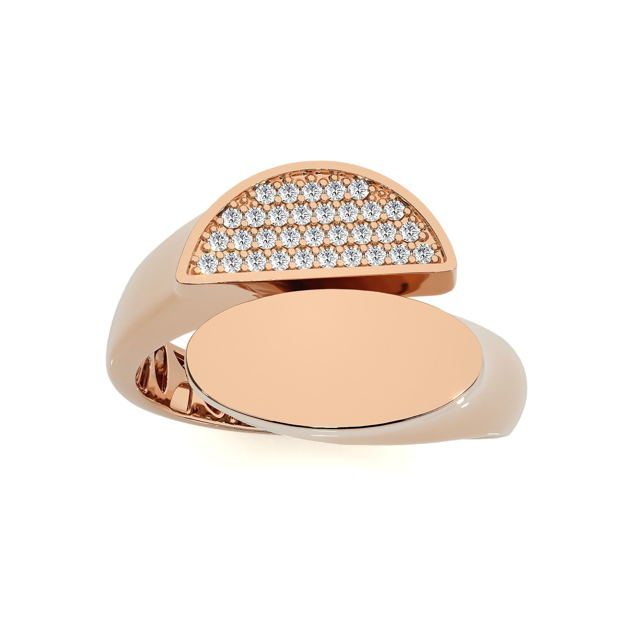 124 Dual Head Italian Diamond Cocktail Ring 3D print model_2