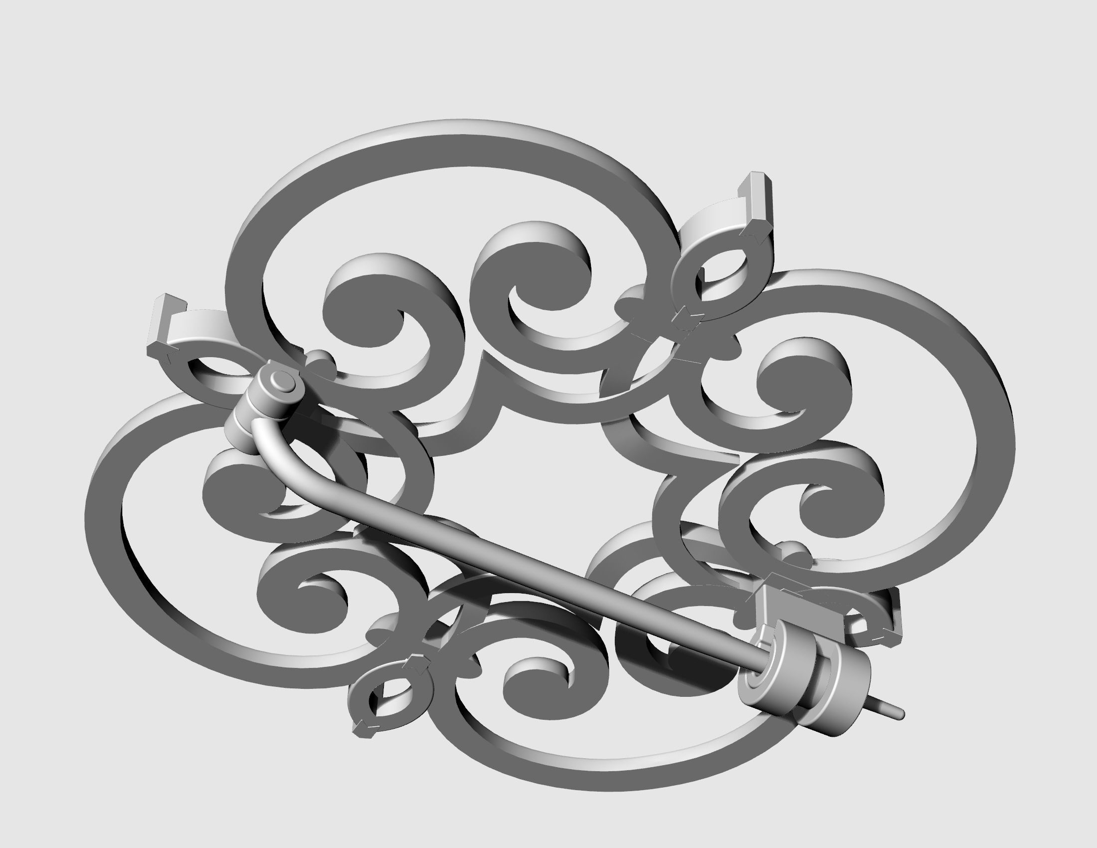Celtic brooch with pear stones 3D print model_7