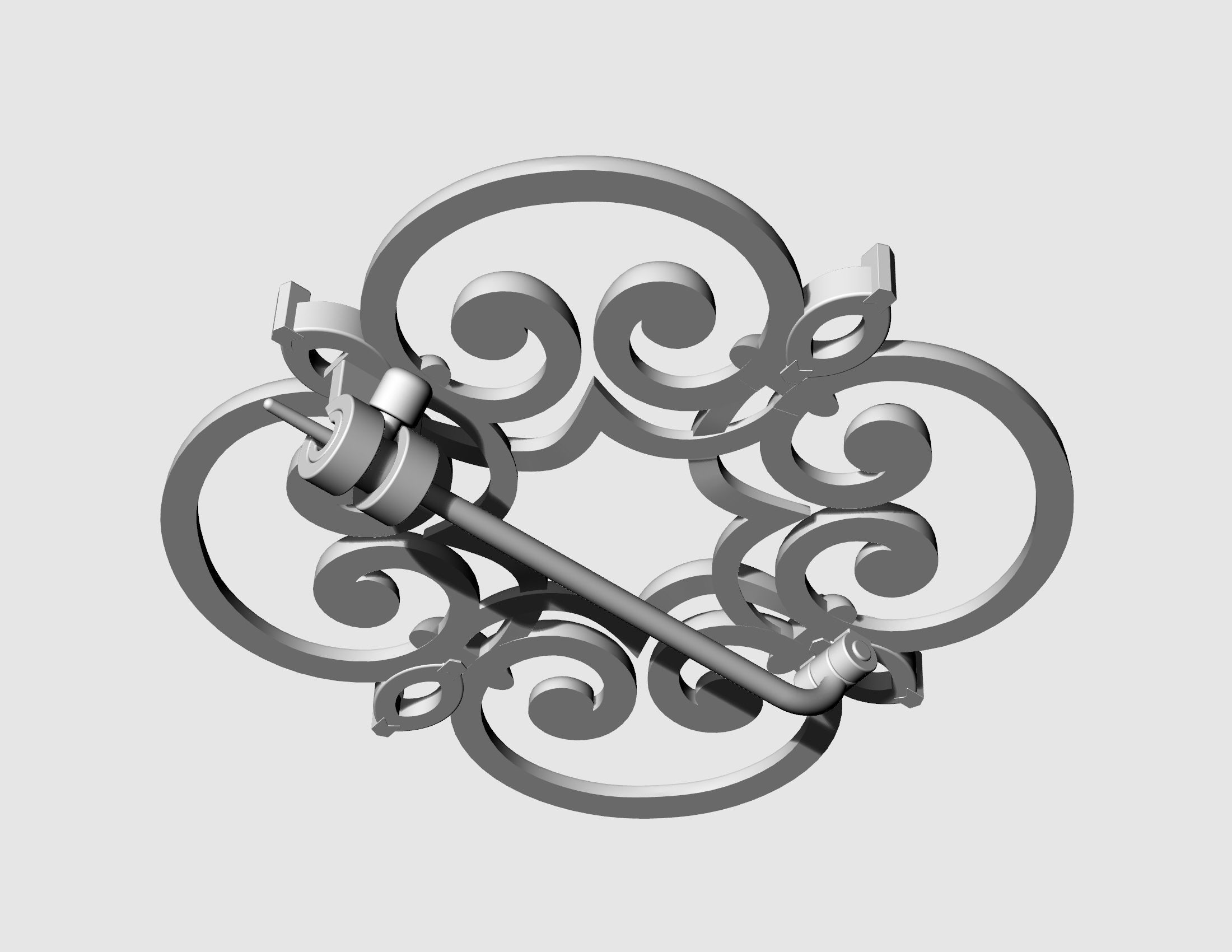 Celtic brooch with pear stones 3D print model_8