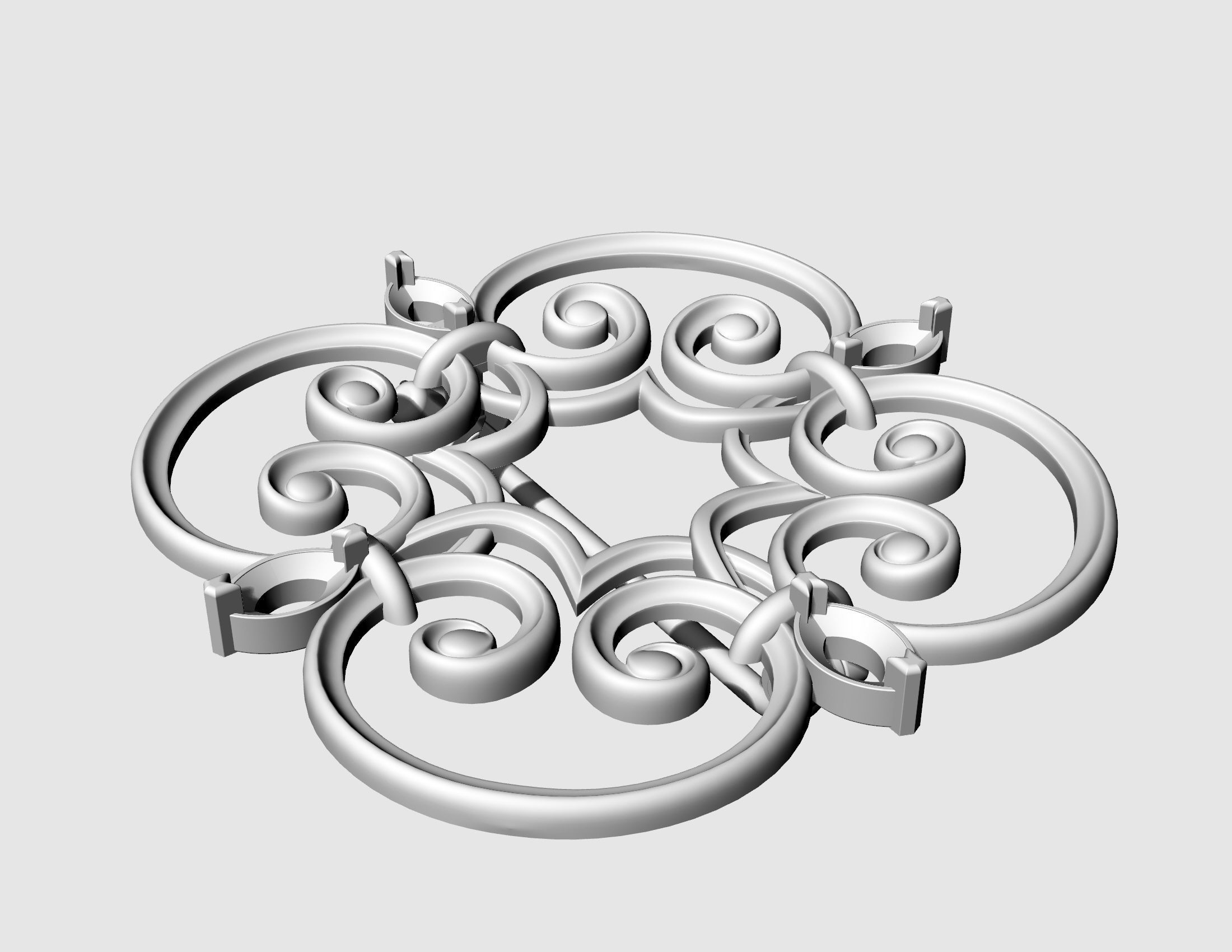 Celtic brooch with pear stones 3D print model_5