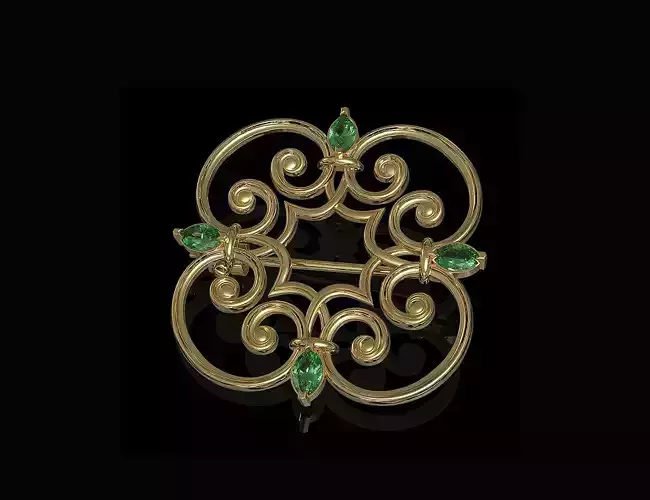 Celtic brooch with pear stones 3D print model