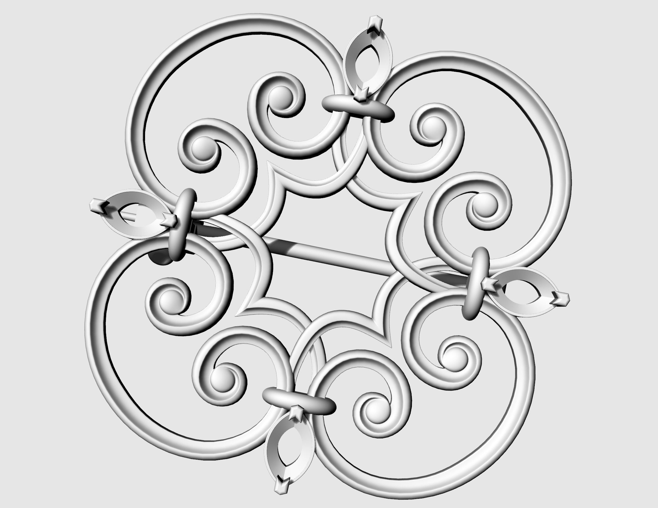 Celtic brooch with pear stones 3D print model_4