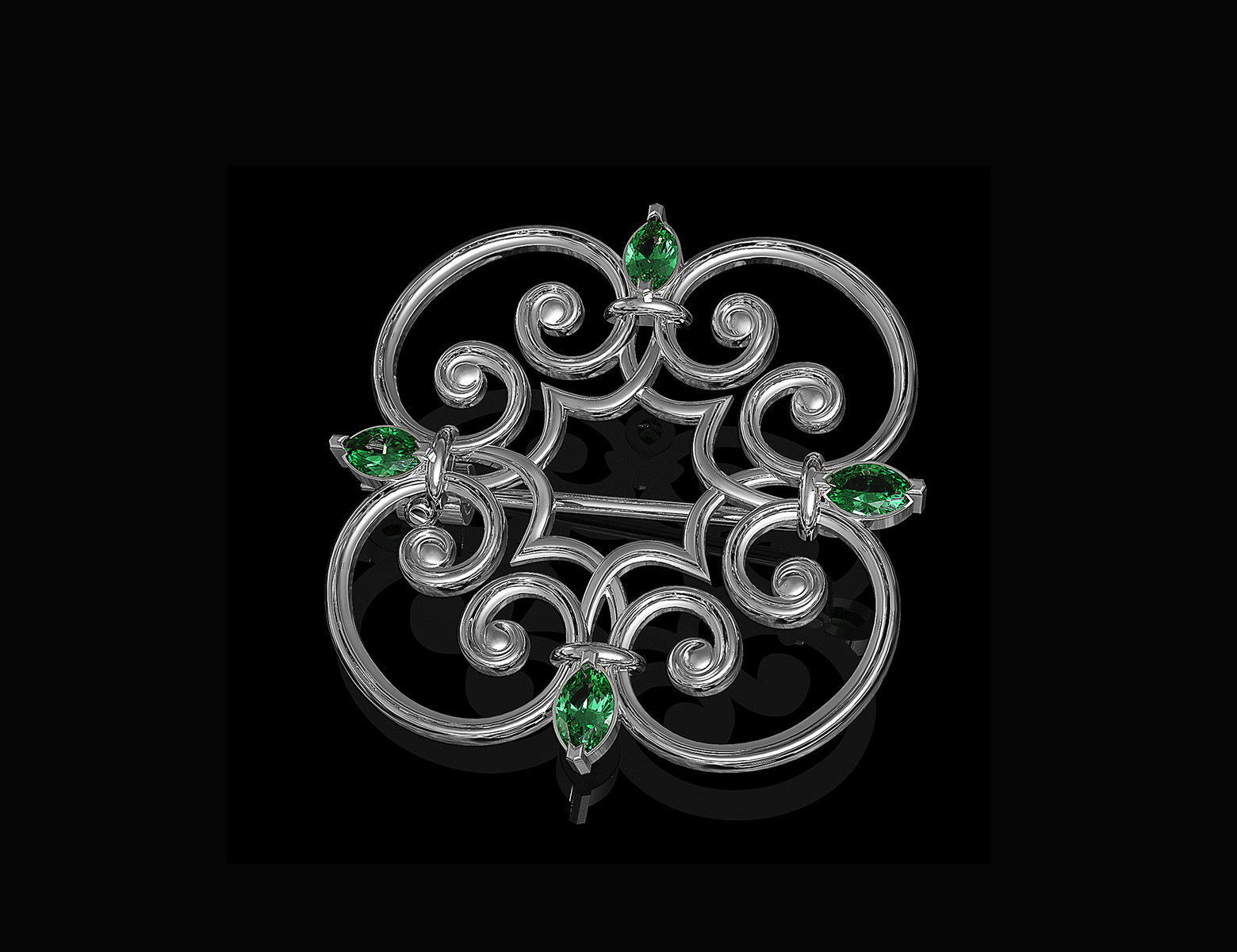 Celtic brooch with pear stones 3D print model_1