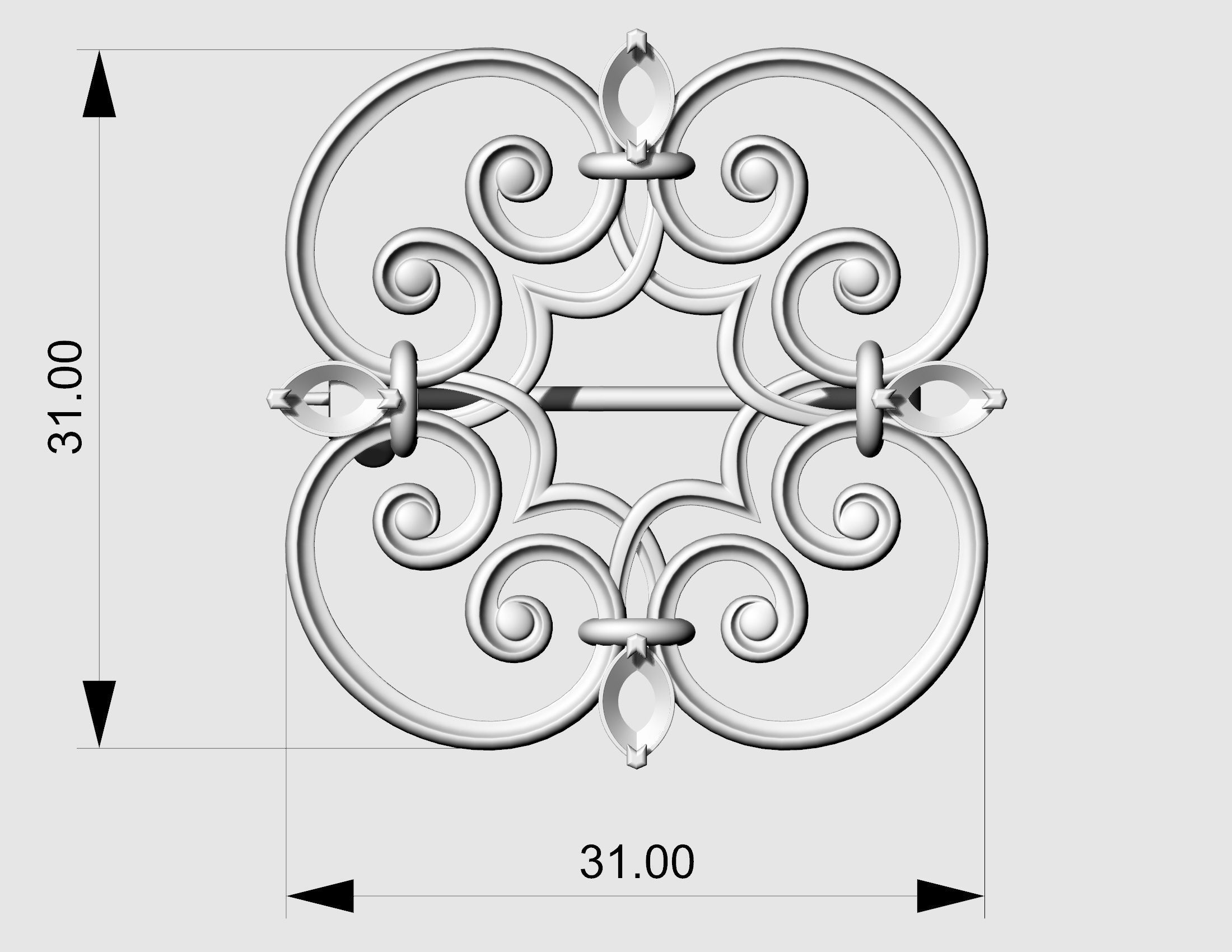 Celtic brooch with pear stones 3D print model_9