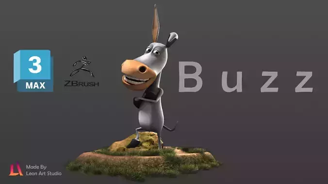 Stylized Rigged Donkey Cartoon Character