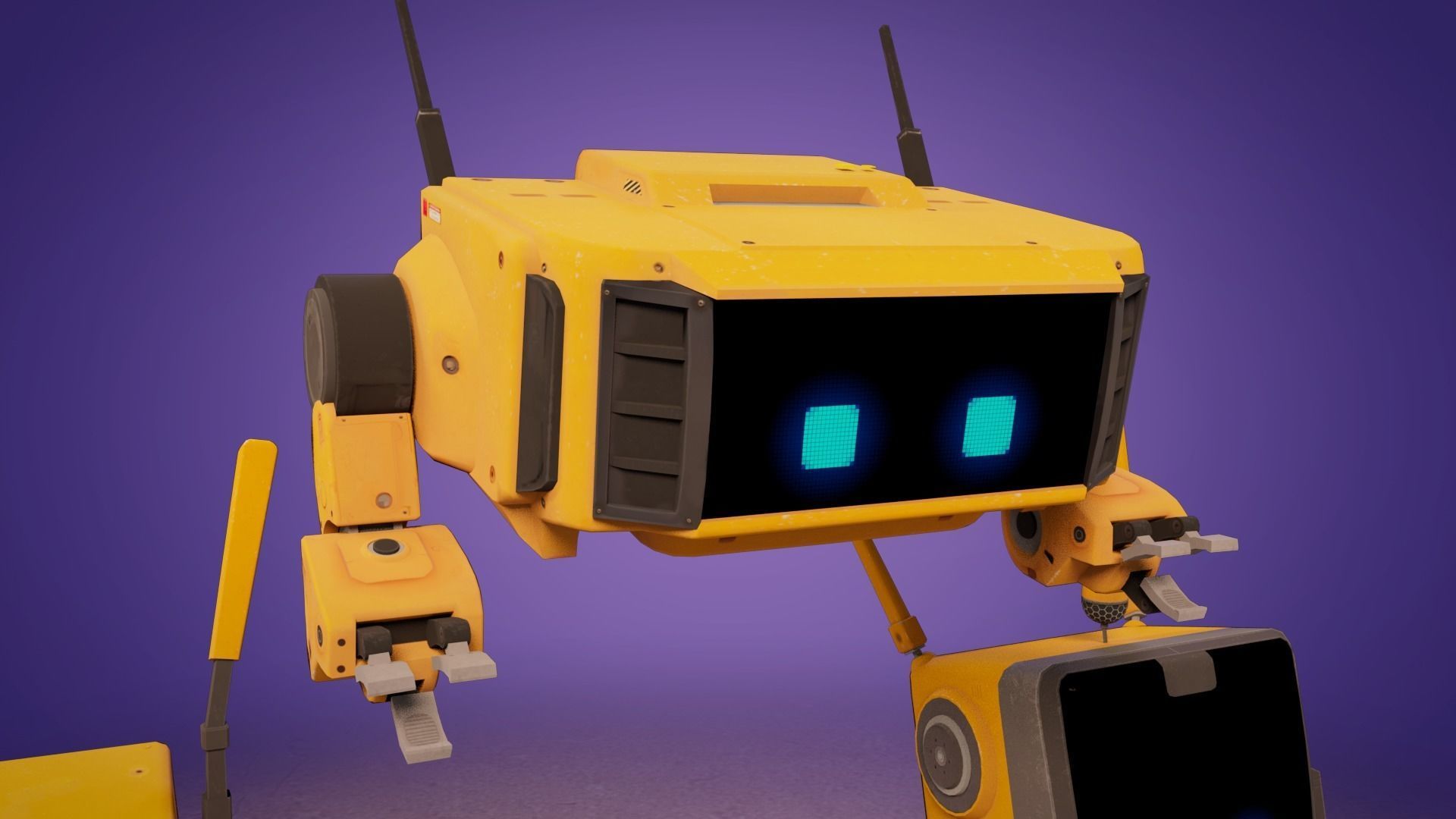 Cute Set of Robots Low-poly 3D model_6