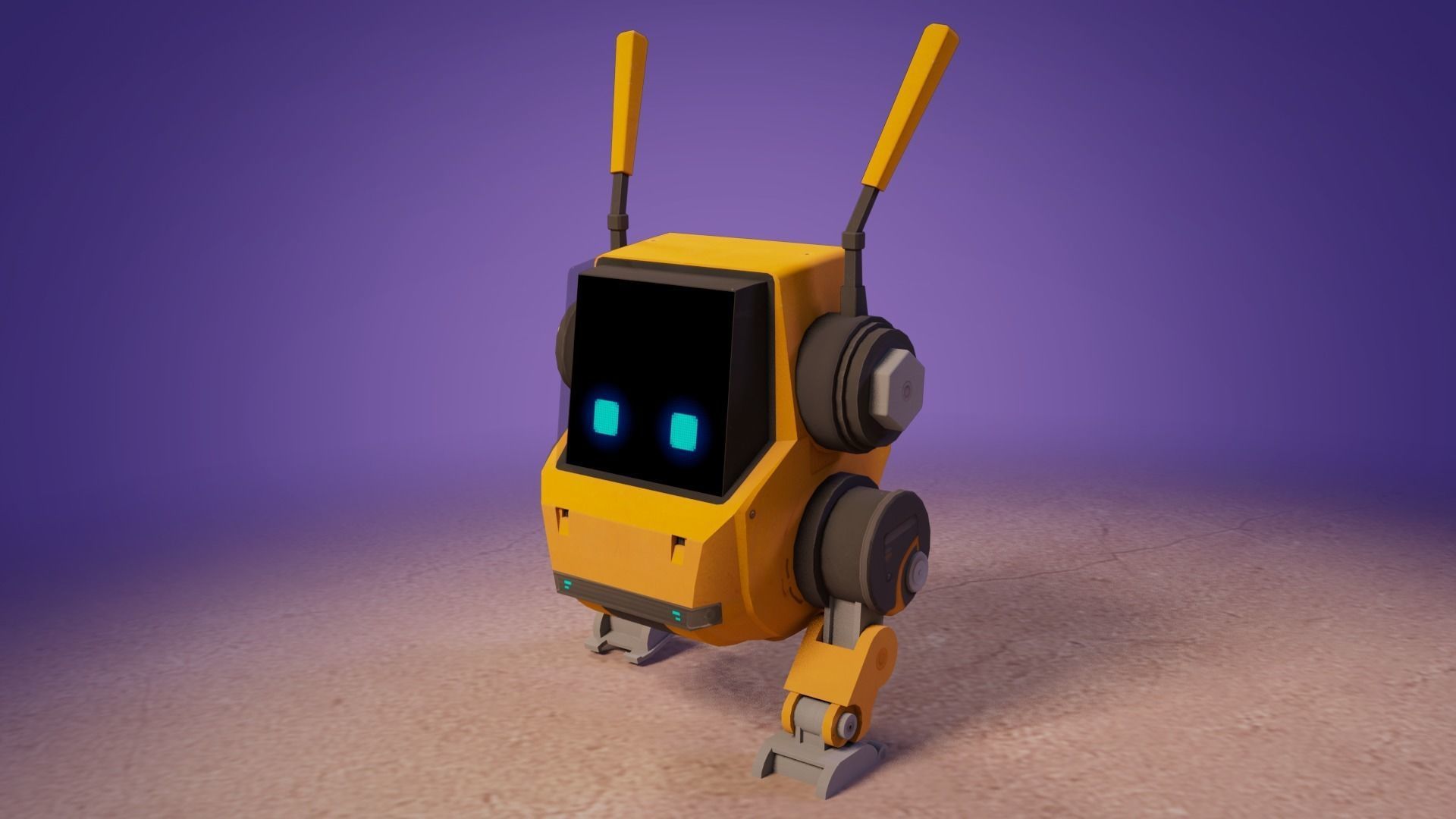 Cute Set of Robots Low-poly 3D model_8
