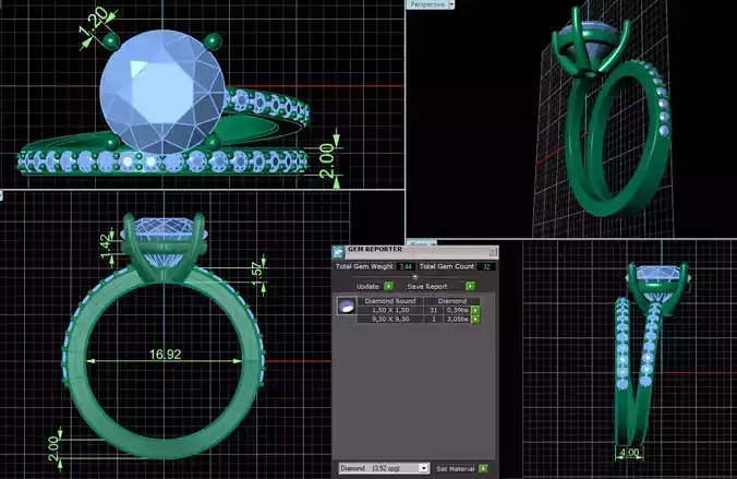 Spiral ring with Big round Stone size 6 and half