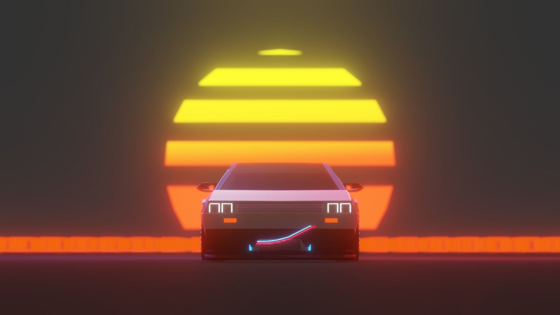 Delorean Low Poly Custom 3D model_4