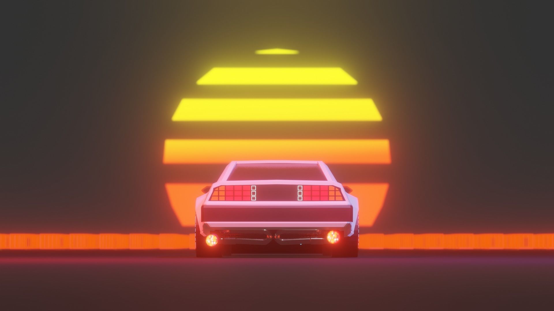 Delorean Low Poly Custom 3D model_2