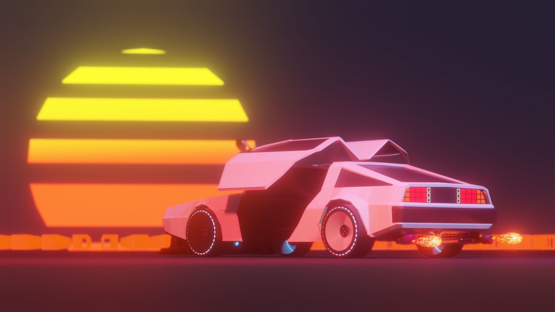 Delorean Low Poly Custom 3D model_6