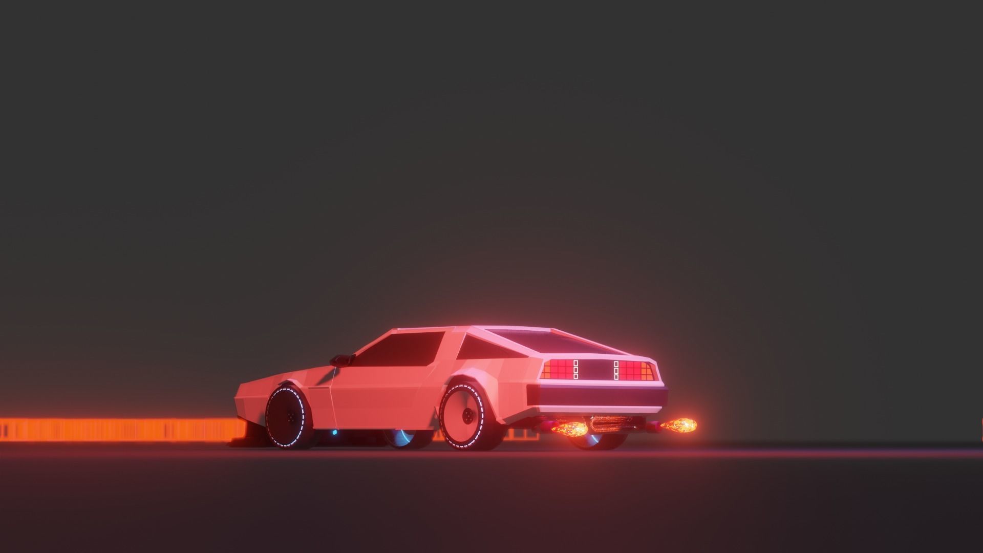 Delorean Low Poly Custom 3D model_3