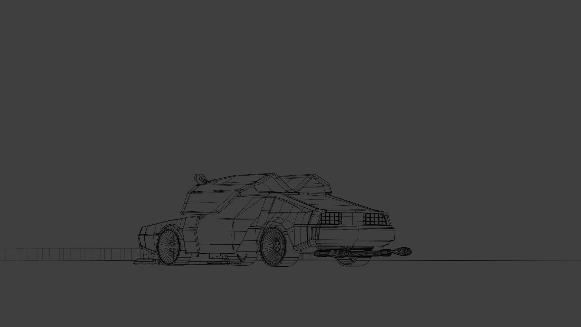 Delorean Low Poly Custom 3D model_9