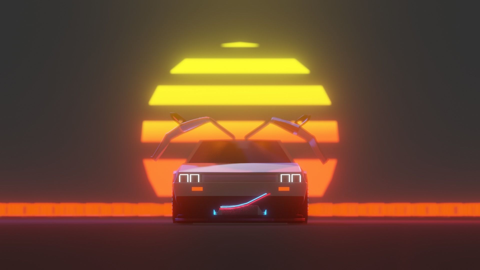 Delorean Low Poly Custom 3D model_5