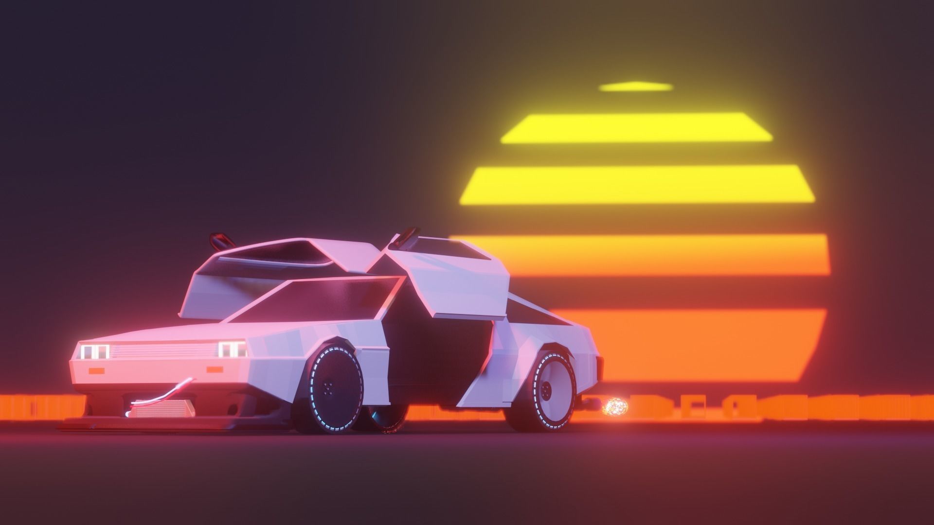 Delorean Low Poly Custom 3D model_8