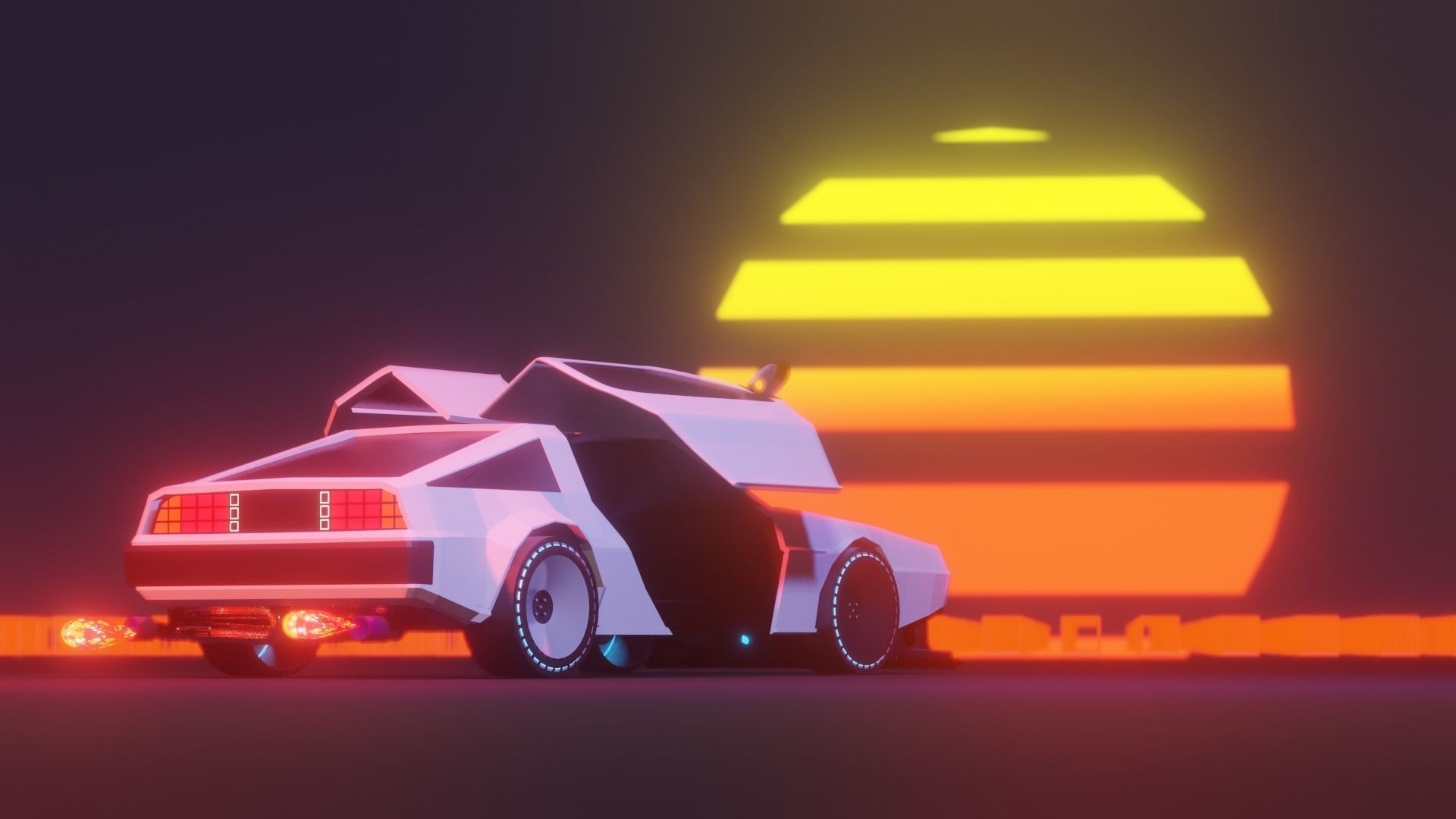 Delorean Low Poly Custom 3D model_7