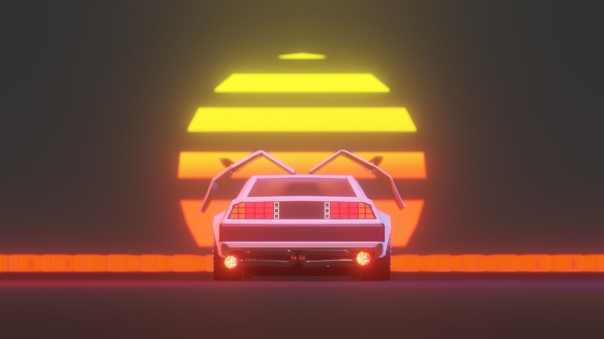 Delorean Low Poly Custom 3D model_1