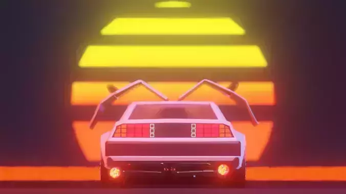 Delorean Low Poly Custom 3D model