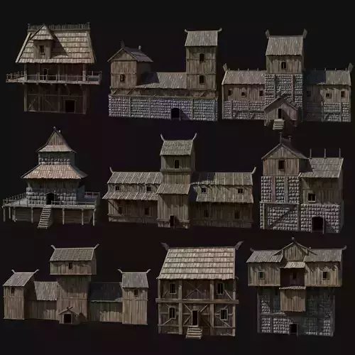 VIKING NORSE FORTRESS FORT WATCHTOWER TOWER MEDIEVAL COLLECTION Low-poly 3D model