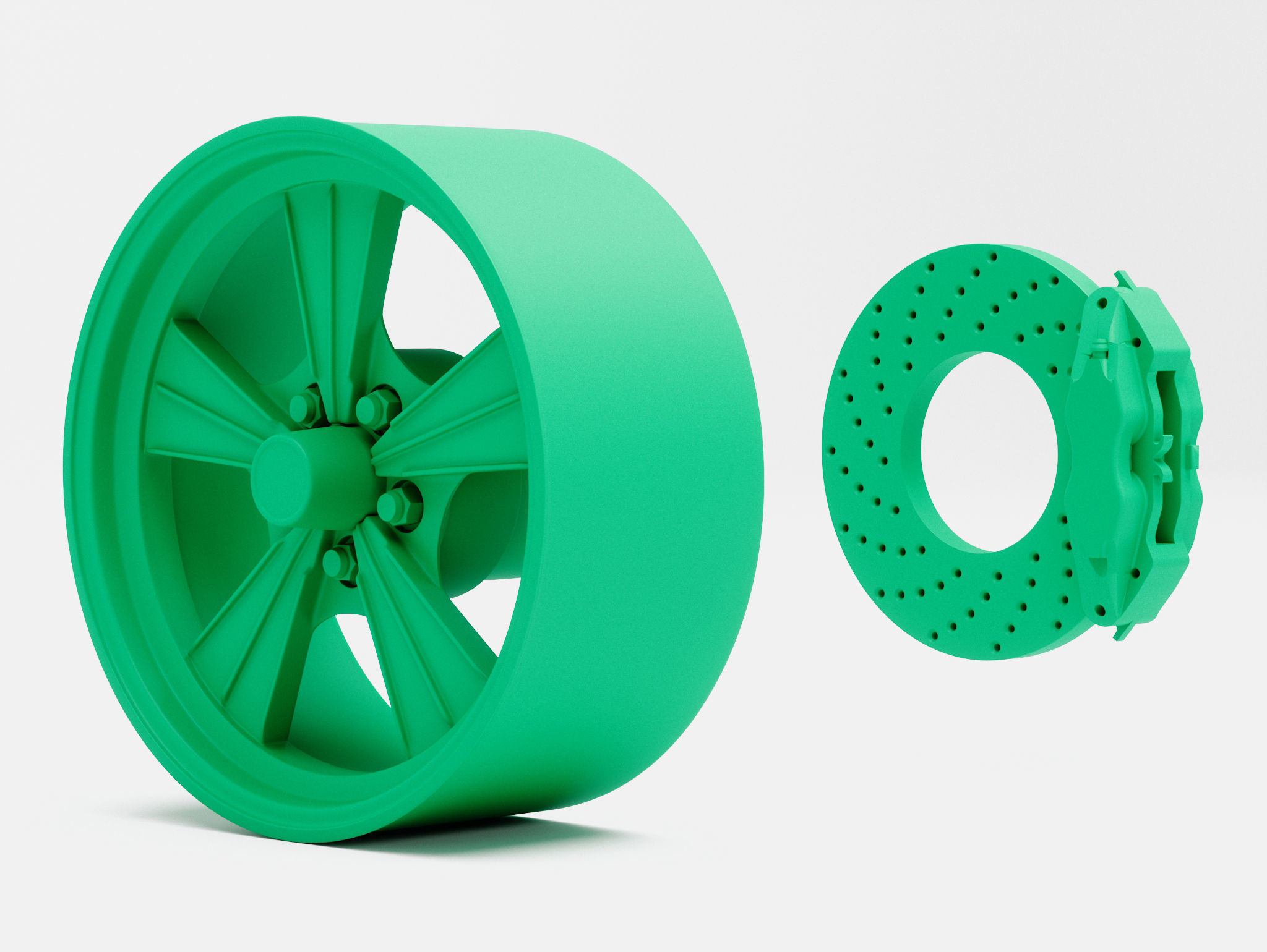 15x7 Radir Tri Ribb Wheel and Brake 3D print model_3