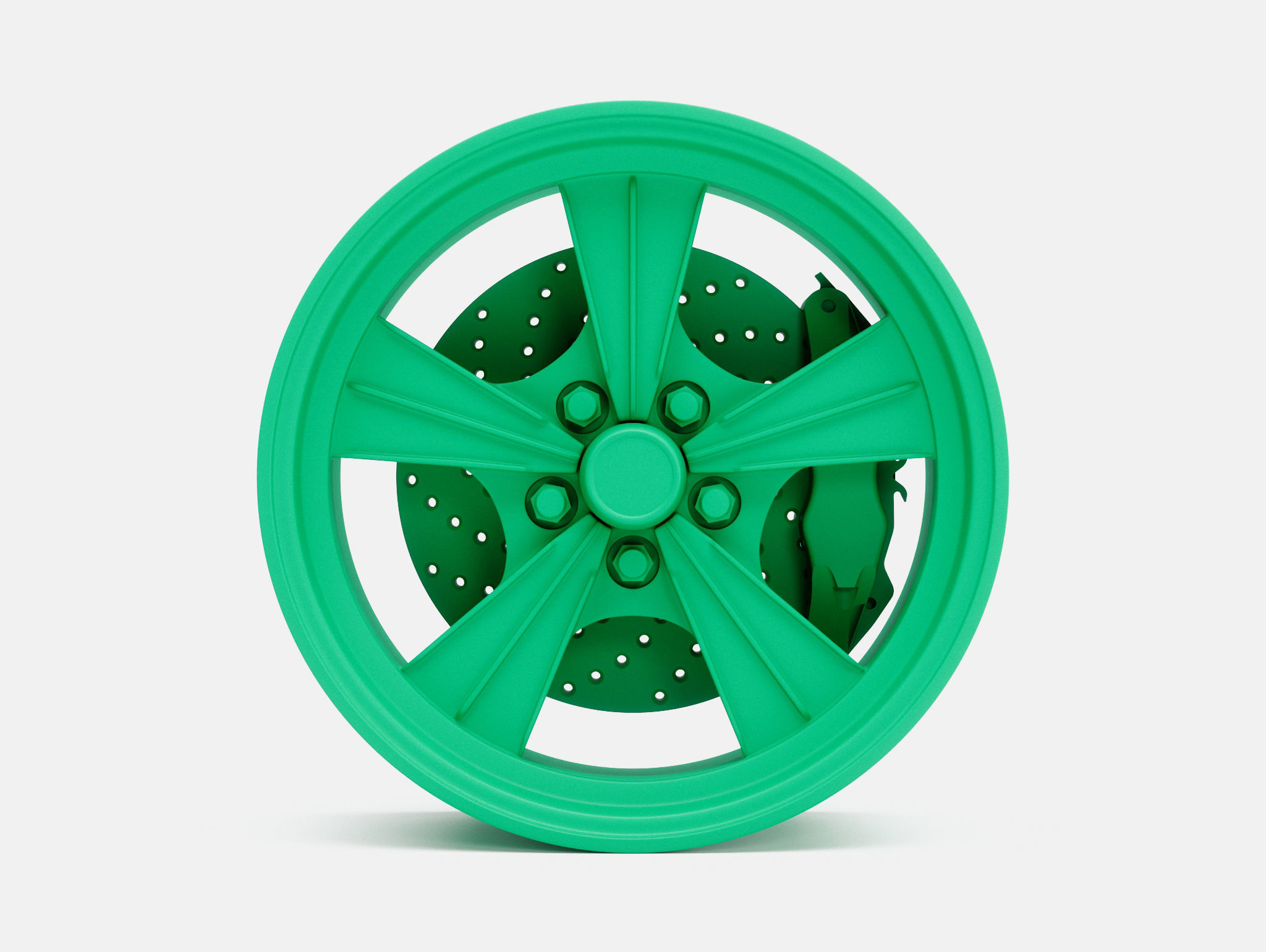 15x7 Radir Tri Ribb Wheel and Brake 3D print model_1