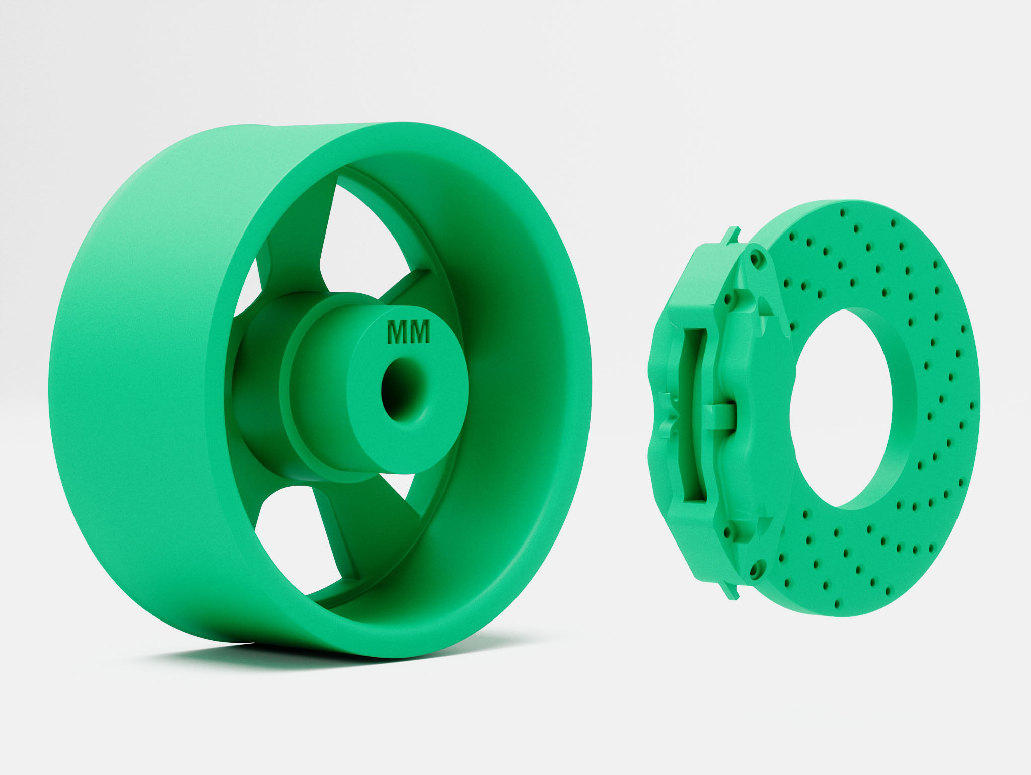 15x7 Radir Tri Ribb Wheel and Brake 3D print model_4