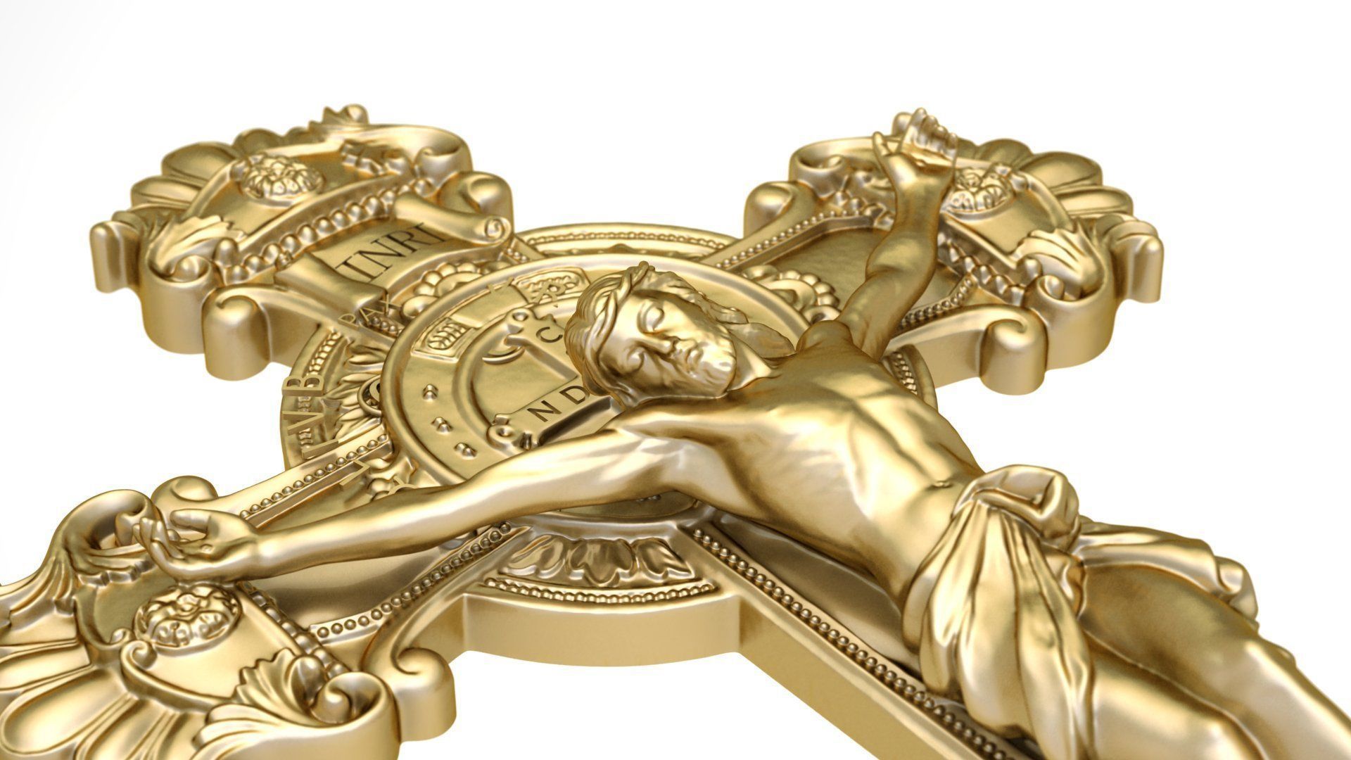 cross of saint benedict with jesus crucified 3D print model_4