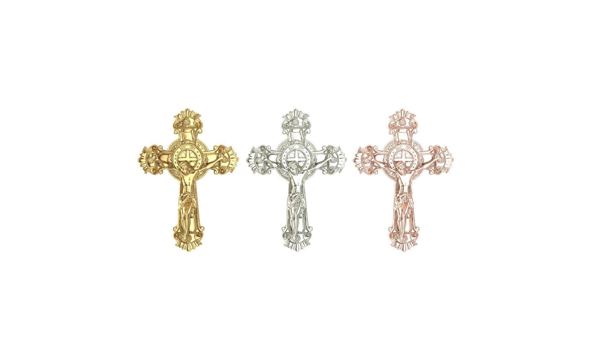 cross of saint benedict with jesus crucified 3D print model_2