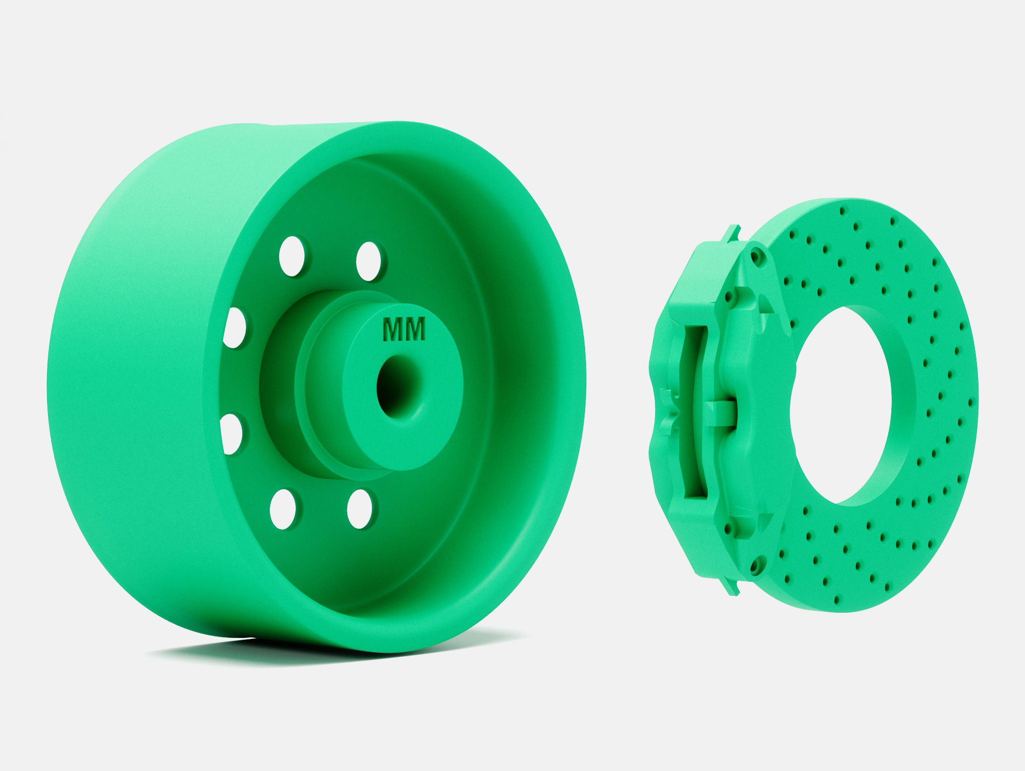15x7 Weld Draglite Wheel and Brake 3D print model_4