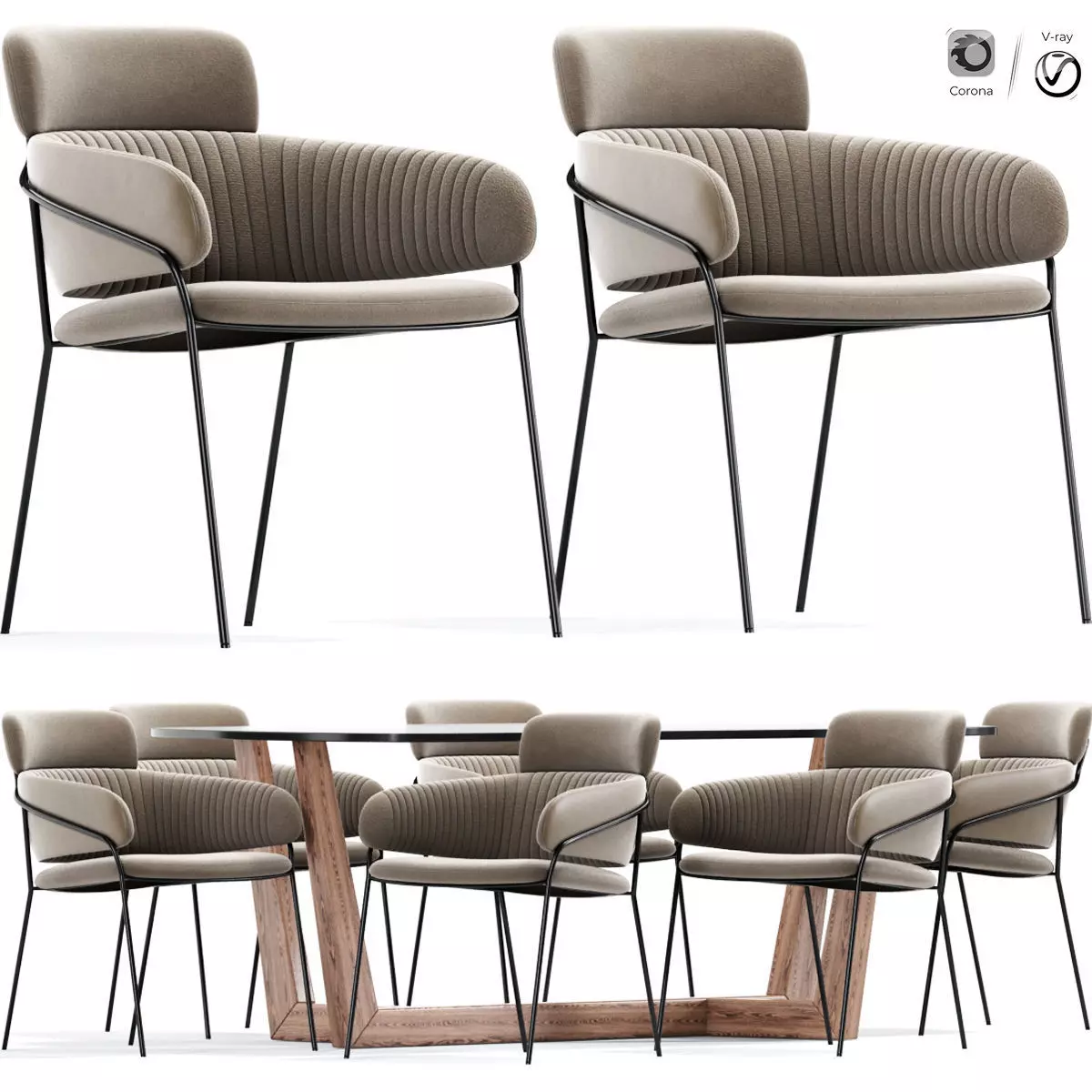 Lexington Chenille Dining Chair Table 3D model