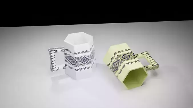 Two-color mosaic ceramic mug