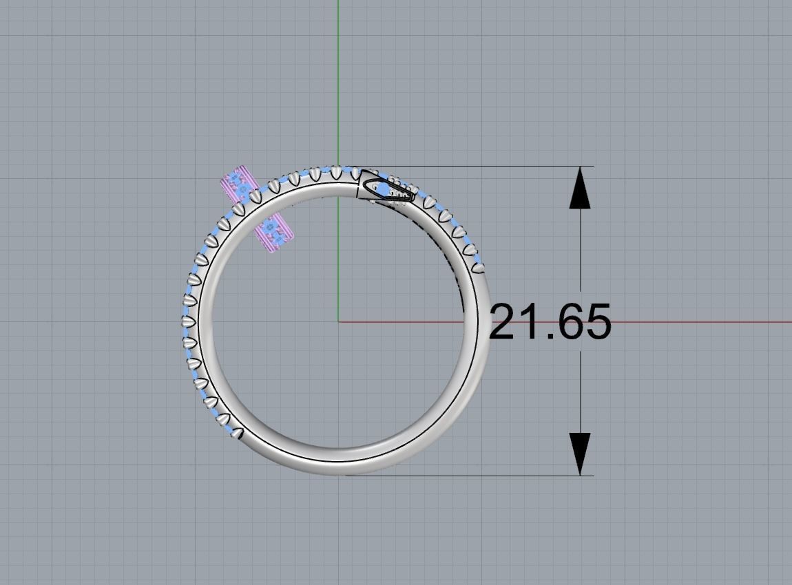 Ring Juste un Clou with diamond  3D print model_7