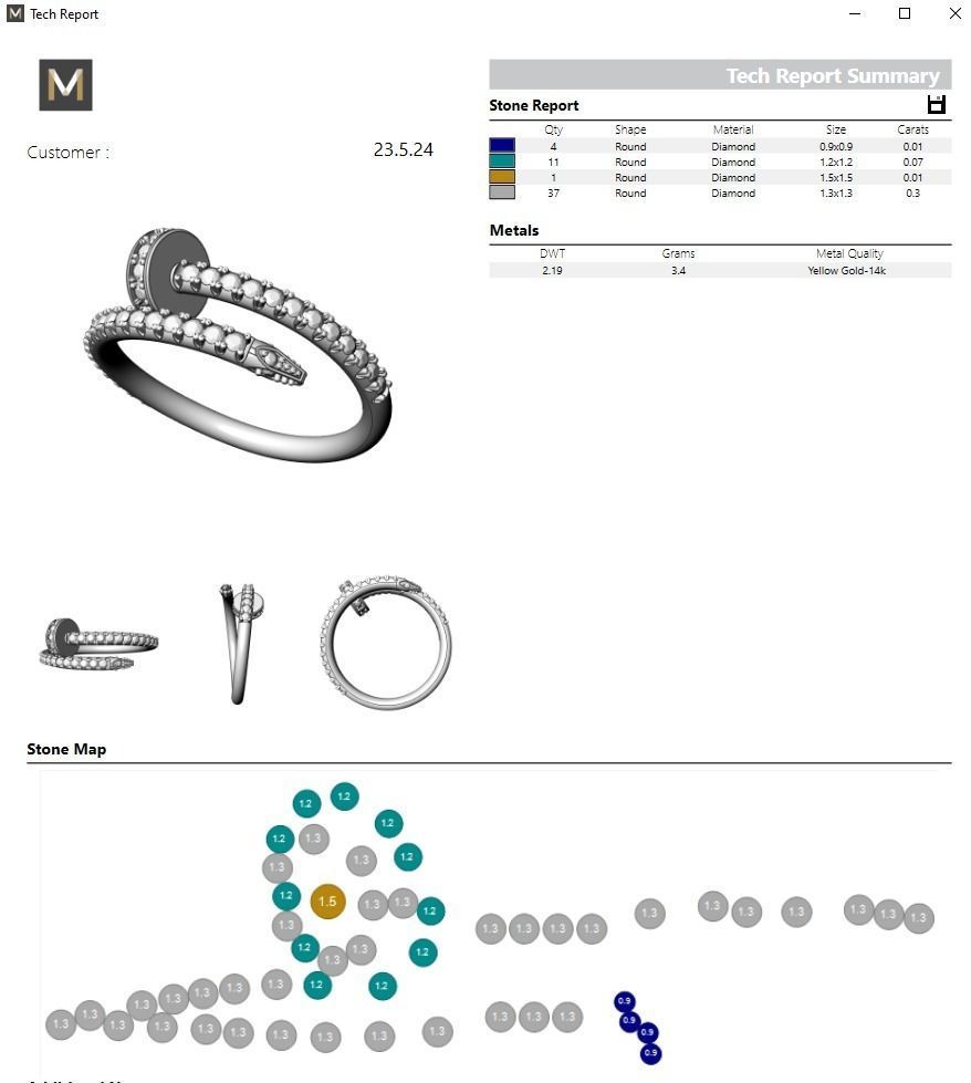 Ring Juste un Clou with diamond  3D print model_9