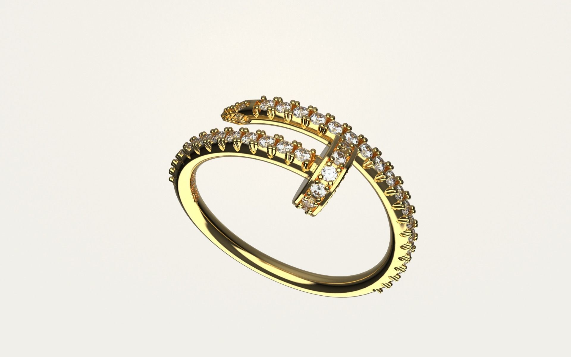 Ring Juste un Clou with diamond  3D print model_2