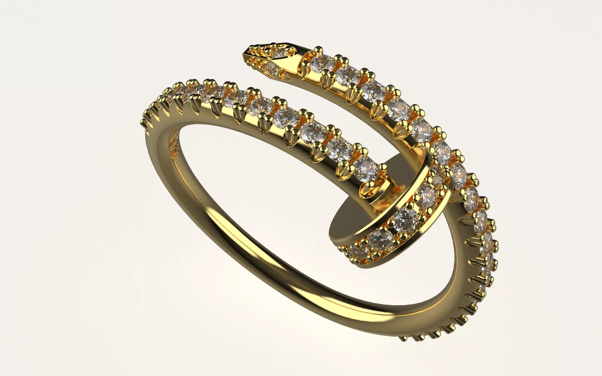 Ring Juste un Clou with diamond  3D print model_0