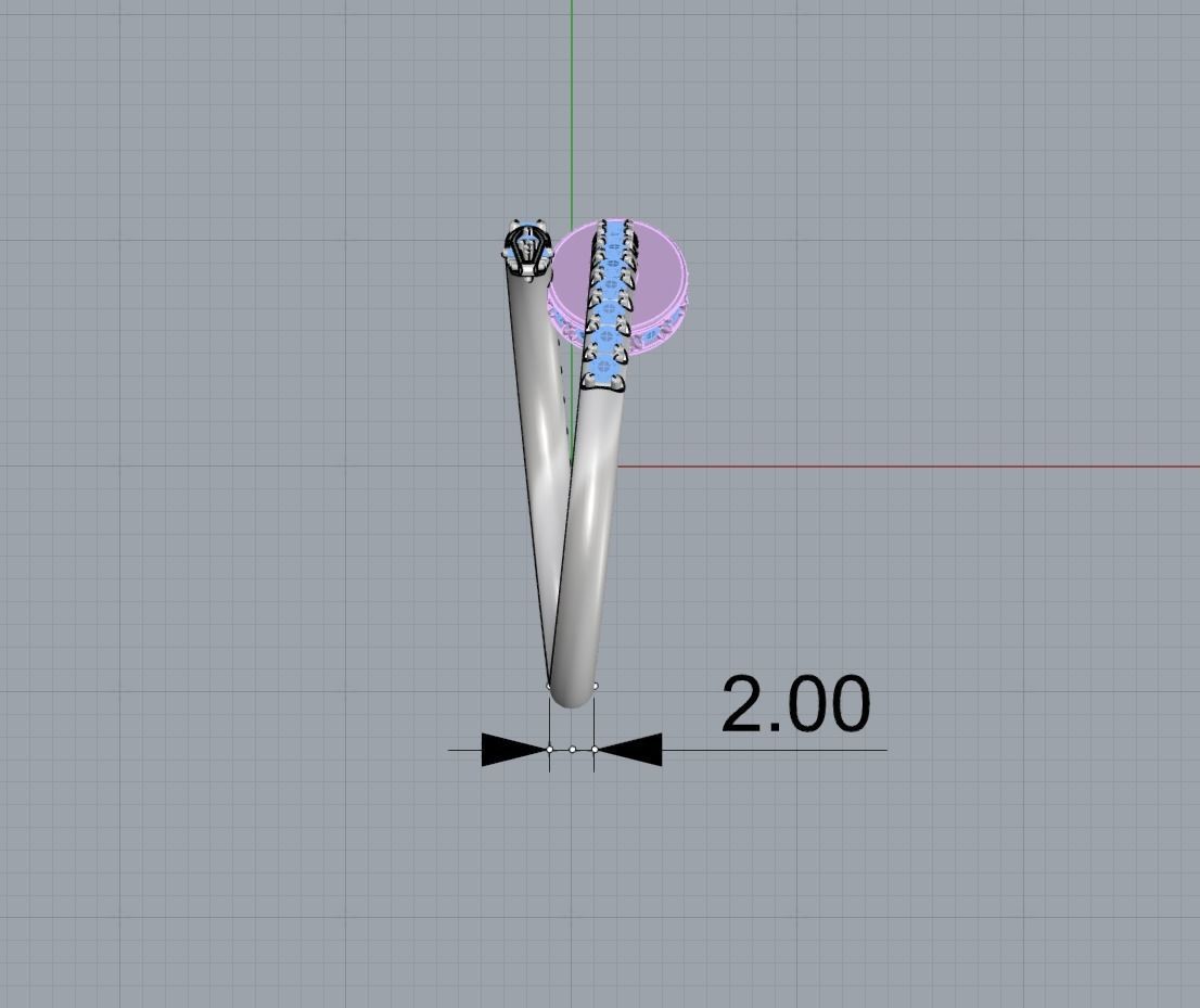 Ring Juste un Clou with diamond  3D print model_6