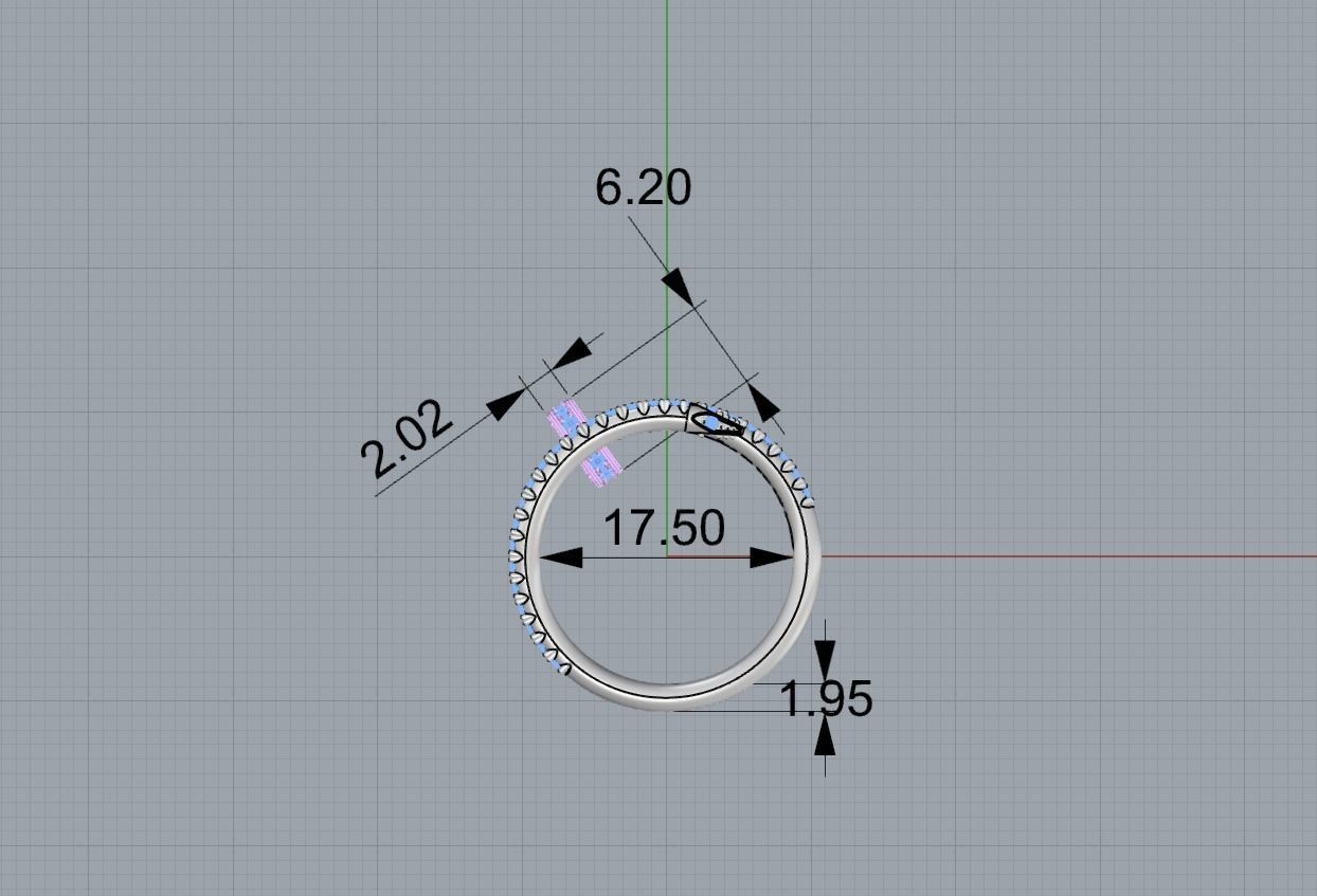 Ring Juste un Clou with diamond  3D print model_5