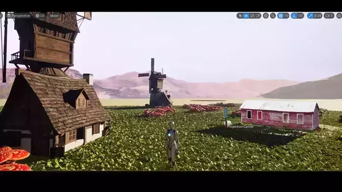 Unreal Engine 5 mushroom and windmills farm animation 